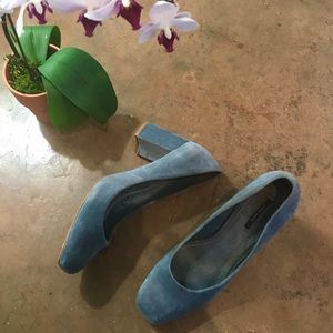Blue suede Zara heels